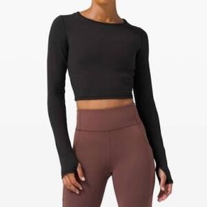 Lululemon Wundertrain Long Sleeve Black Crop Top